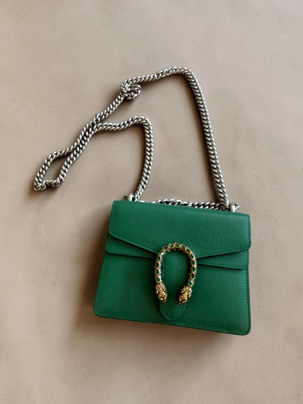 GUCCI Dionysus Emerald Green Leather Mini Crossbody Bag